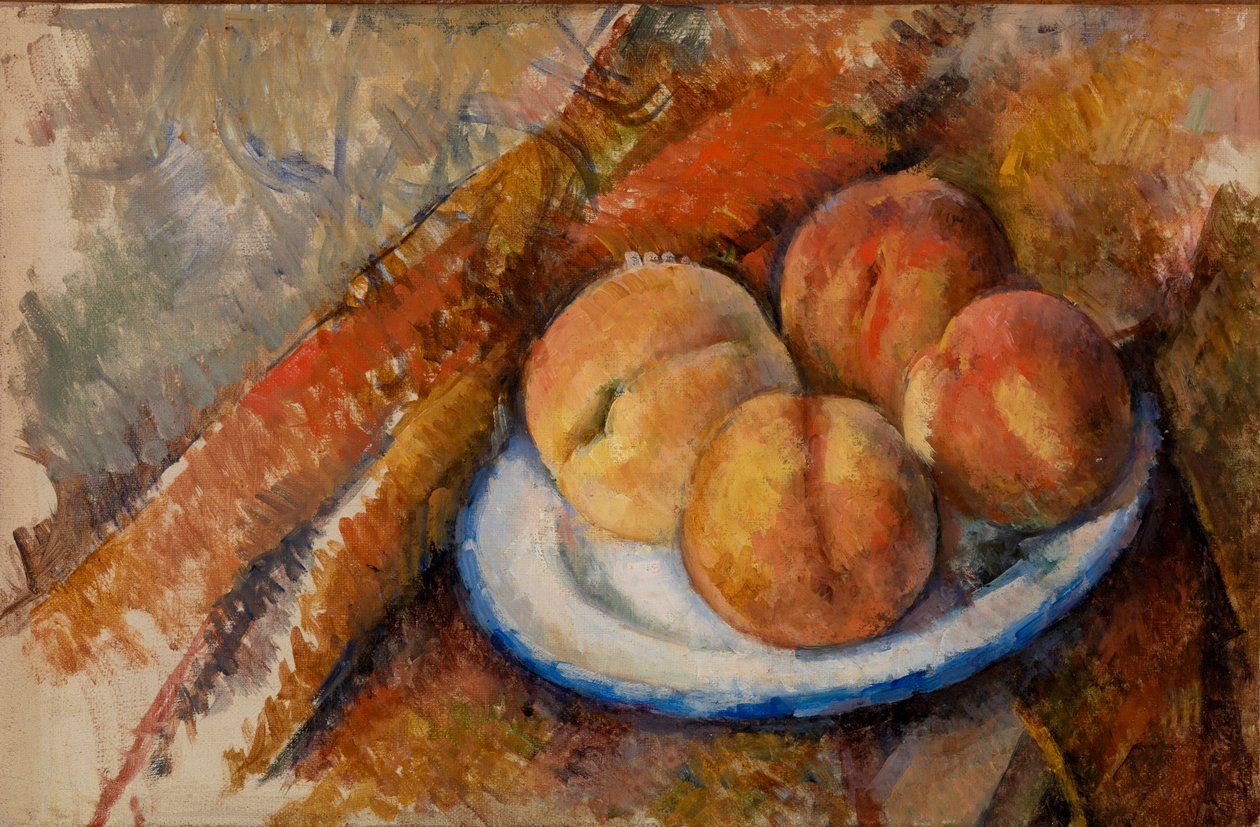 Cuatro duraznos en un plato de Paul Cézanne