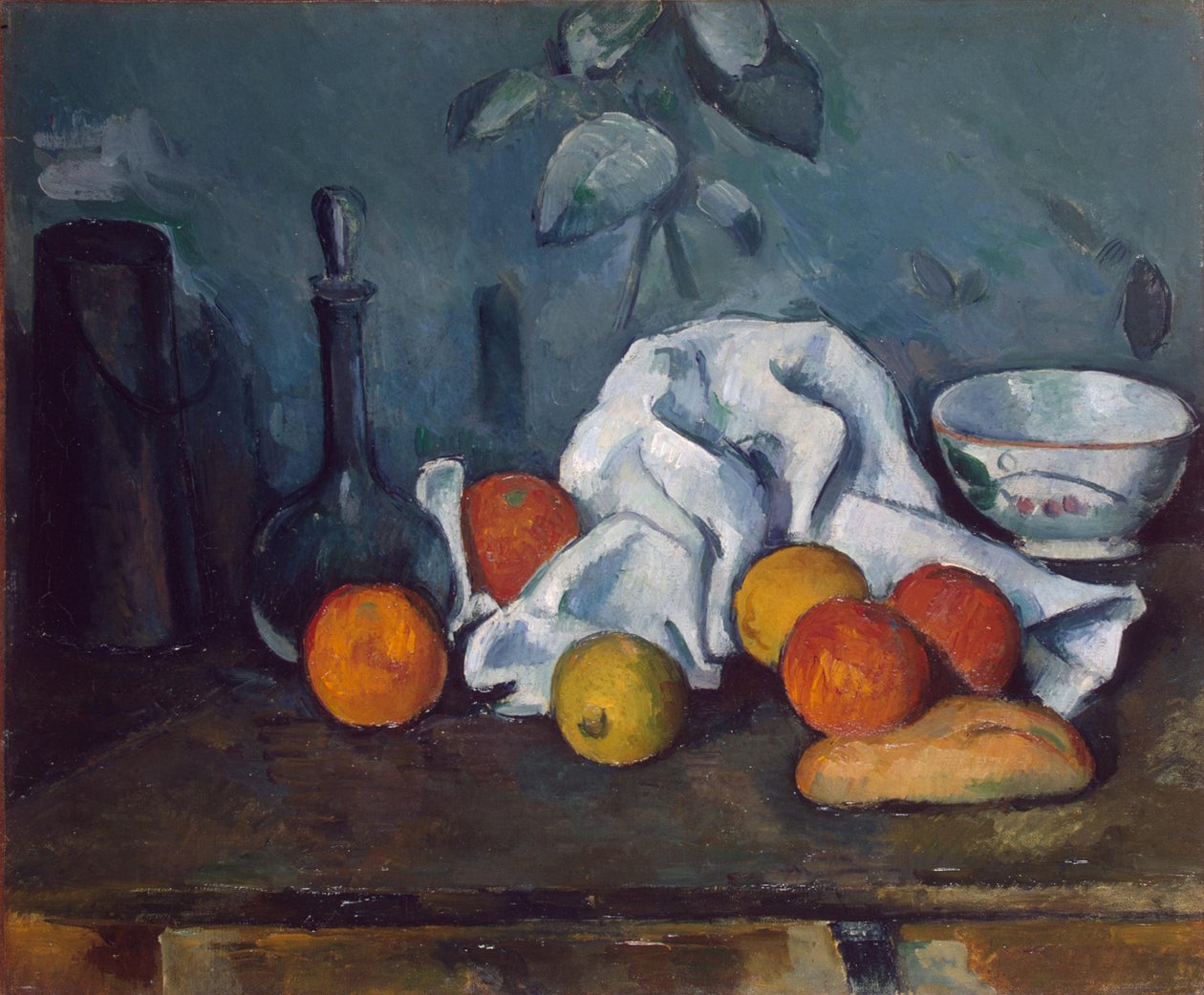 Español: Dispensador de leche, jarra y bol Dispensador de leche, jarra y bol de Paul Cézanne