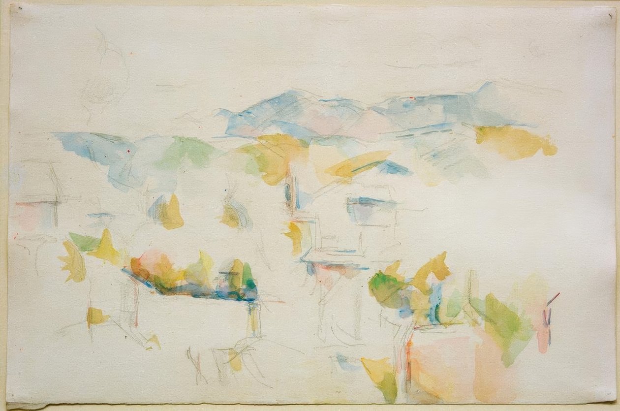 Paisaje montañoso en los alrededores de Aix-en-Provence de Paul Cézanne