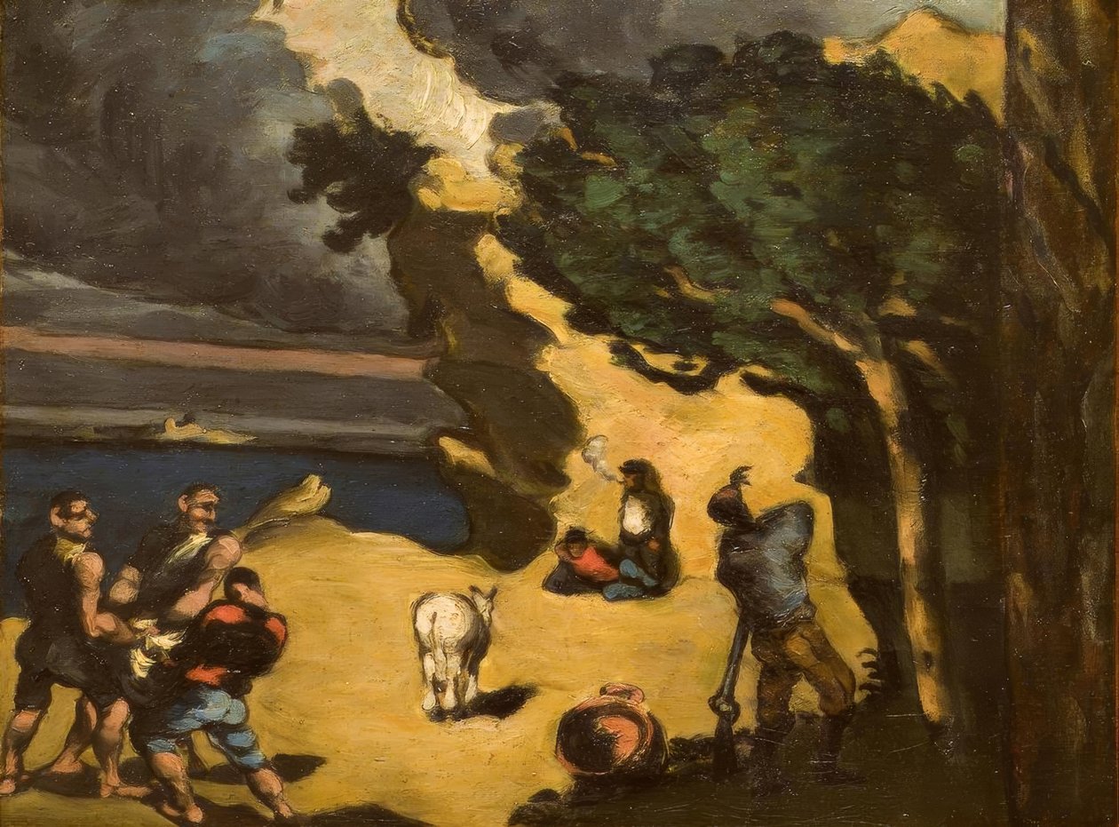 Los ladrones del burro de Paul Cézanne