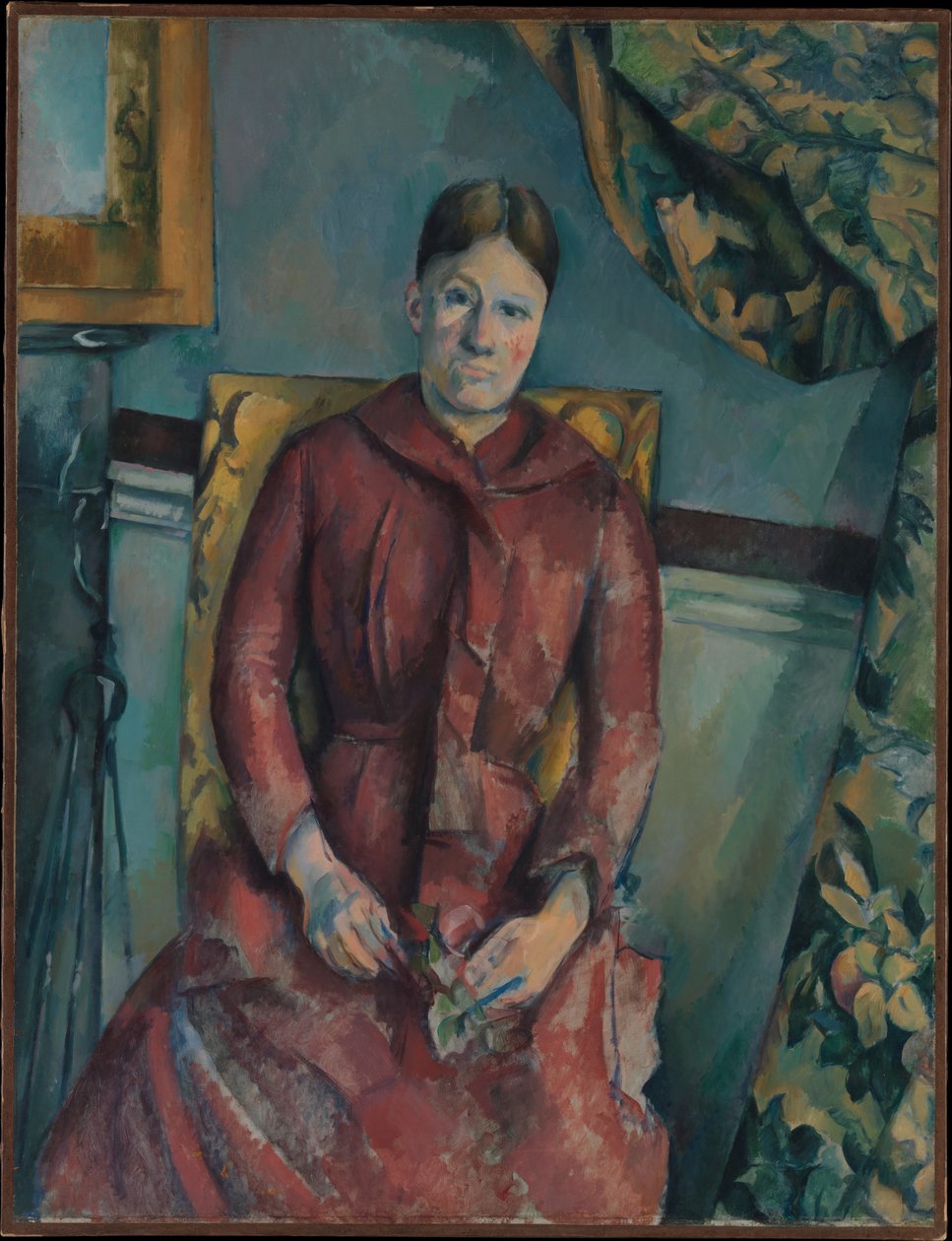 Madame Cézanne con vestido rojo de Paul Cézanne
