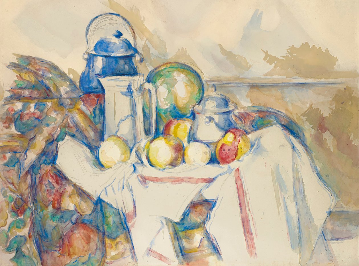 Naturaleza muerta con jarra de leche, melón y azucarero, 1900-1906 de Paul Cézanne