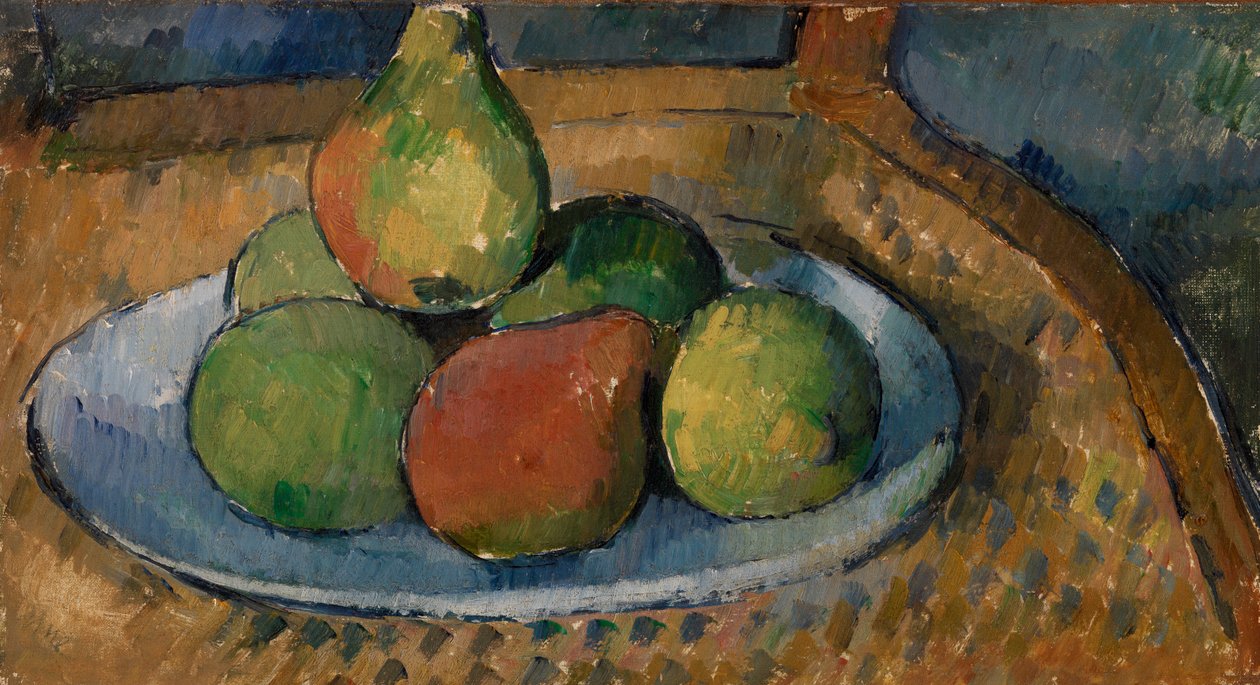 Plato de frutas en una silla de Paul Cézanne