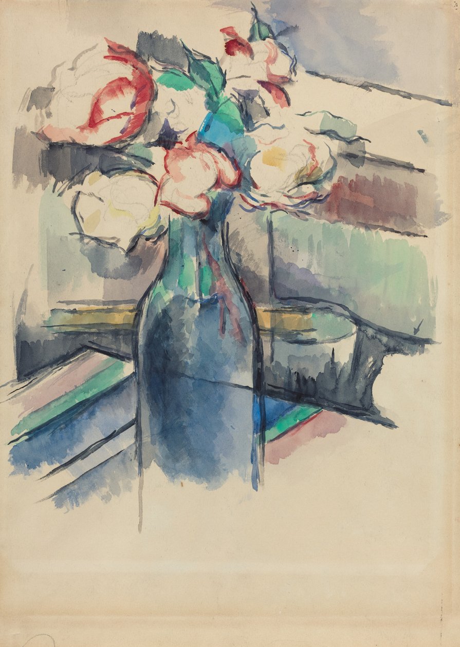 Rosas en una Botella [recto] de Paul Cézanne