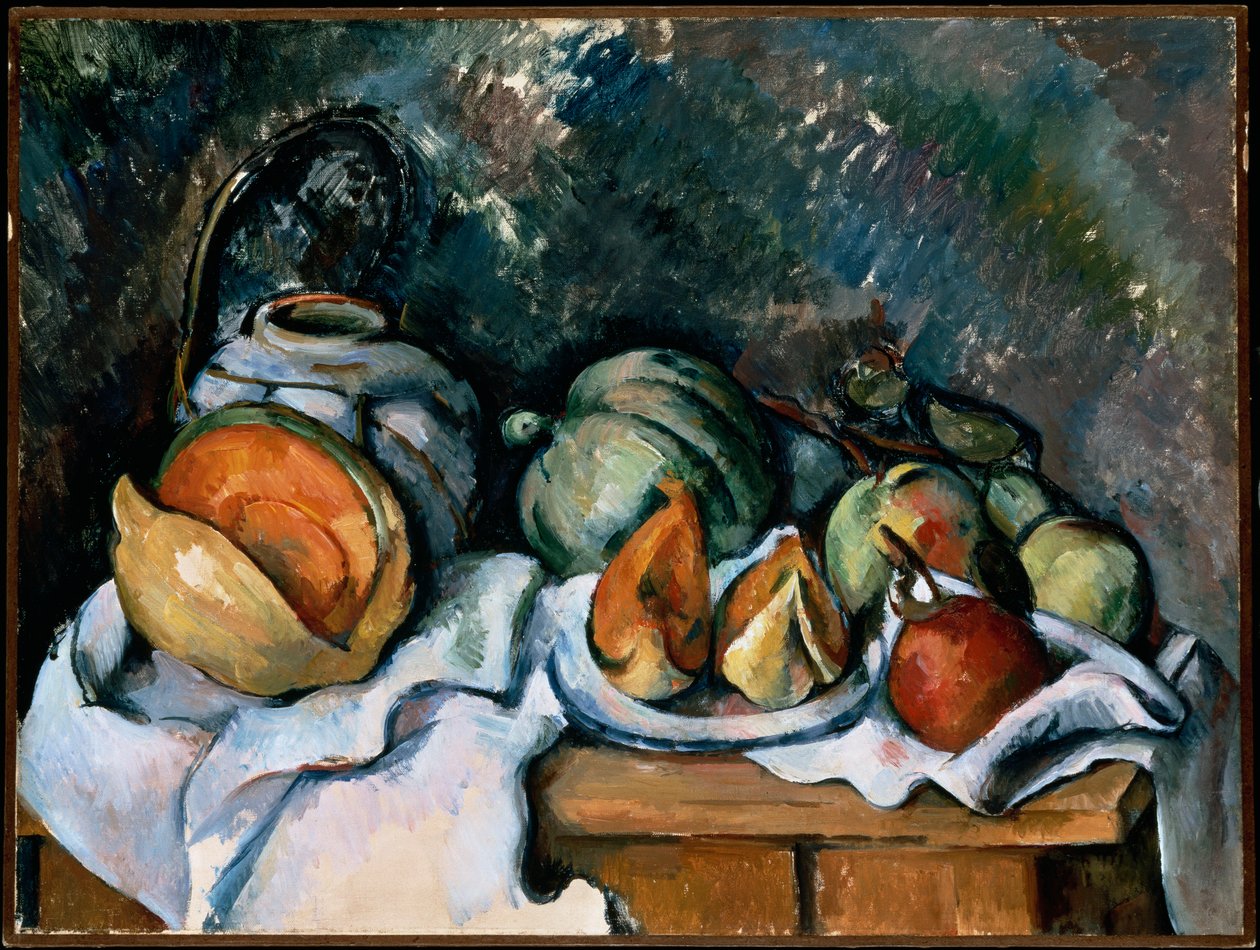Naturaleza muerta con frutas y una olla de jengibre, c.1895 de Paul Cézanne