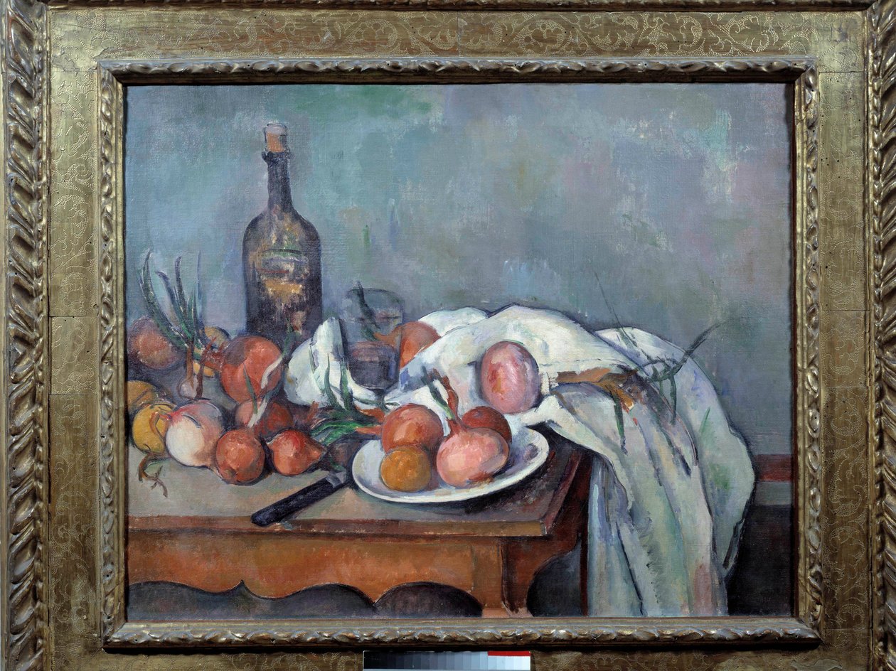 Naturaleza muerta con cebollas. Pintura de Paul Cézanne (1839-1906) 1895. Dim. 0.66x0.82 m. París, Museo de Orsay de Paul Cézanne