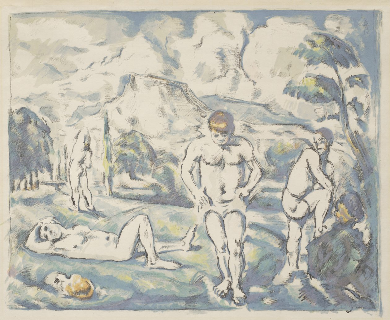 Los bañistas: Gran placa, 1898 de Paul Cézanne