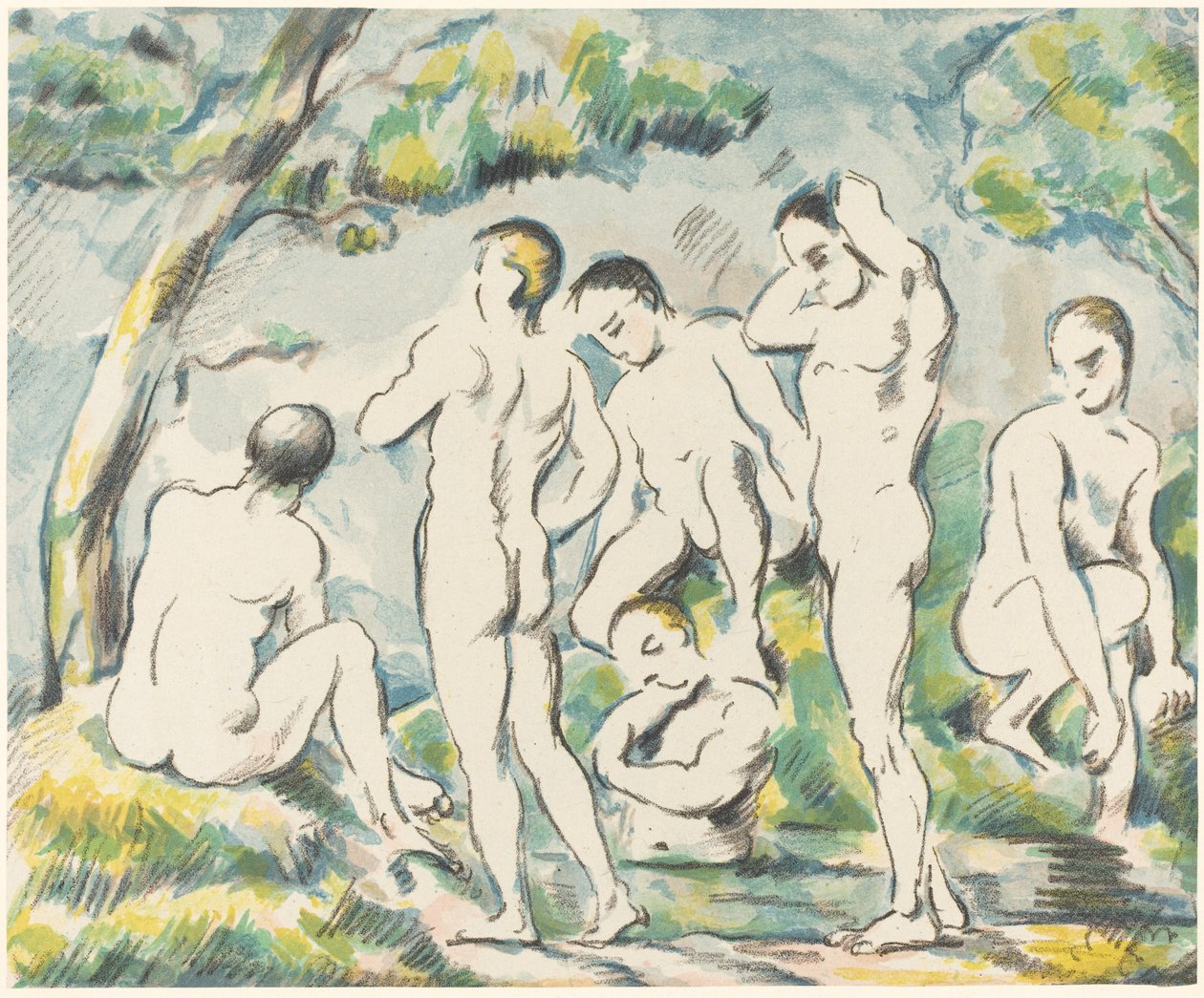 Los bañistas, placa pequeña, 1897 de Paul Cézanne