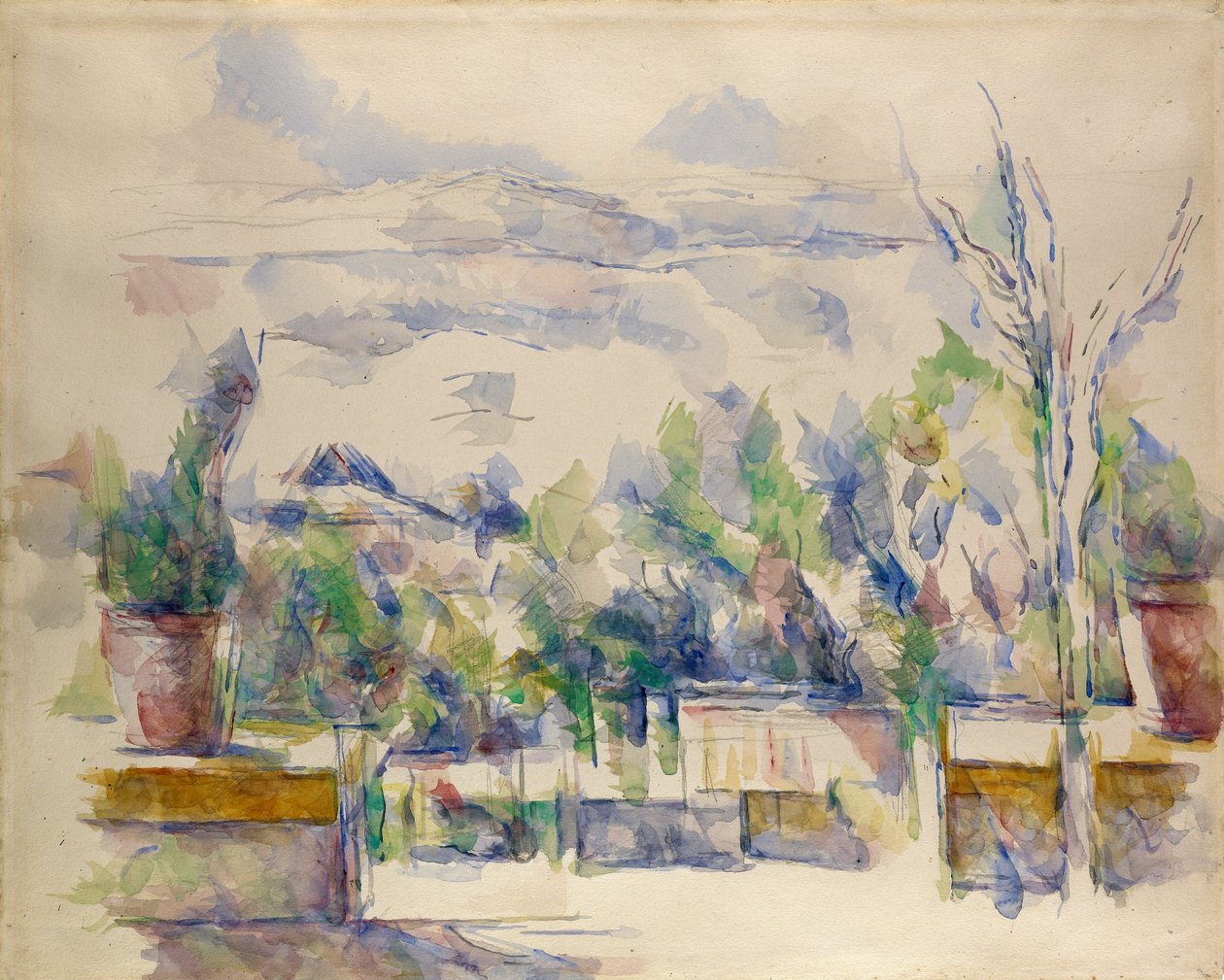 La terraza en el jardín de Les Lauves de Paul Cézanne