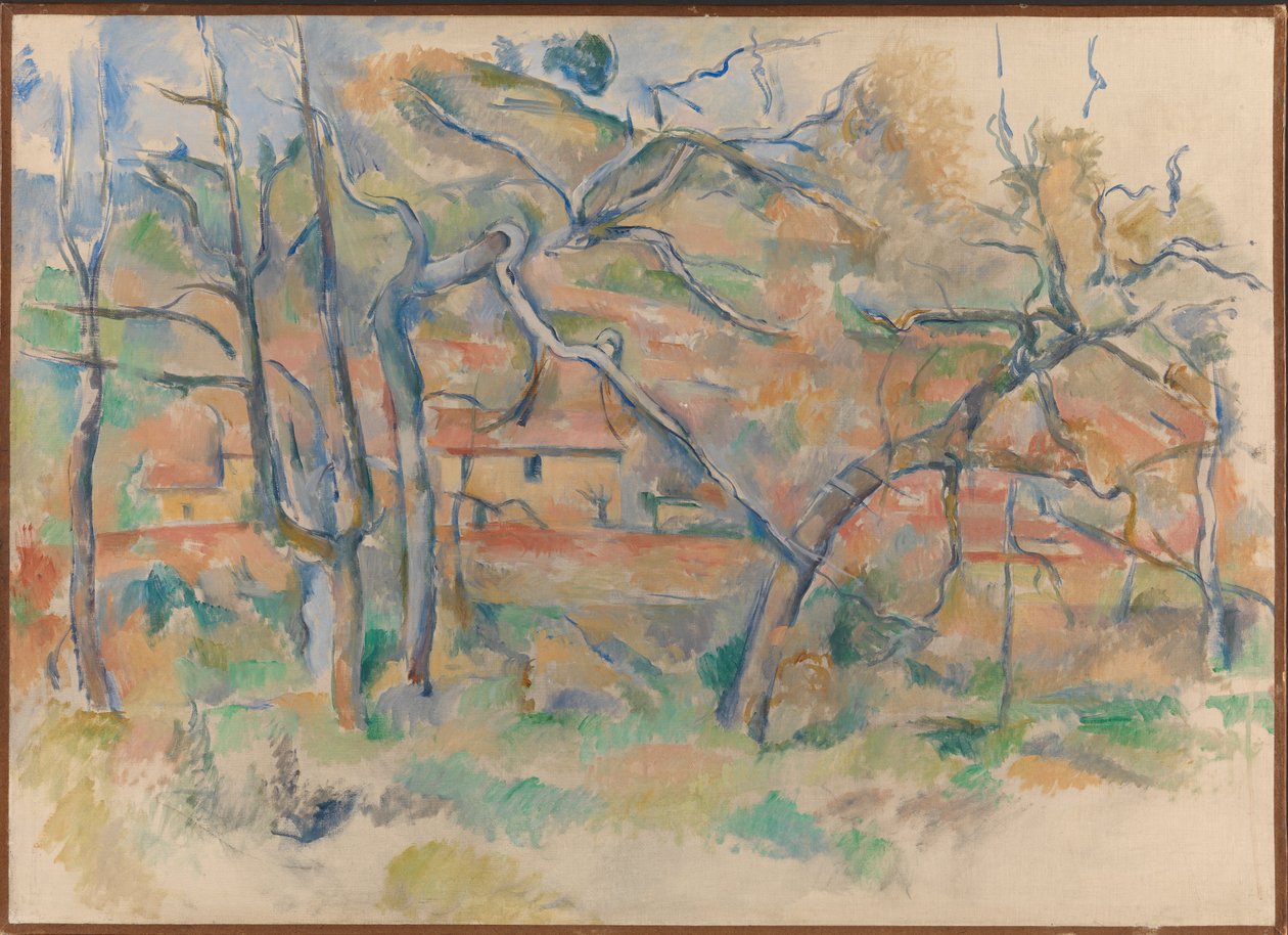 Árboles y casa, Provenza de Paul Cézanne