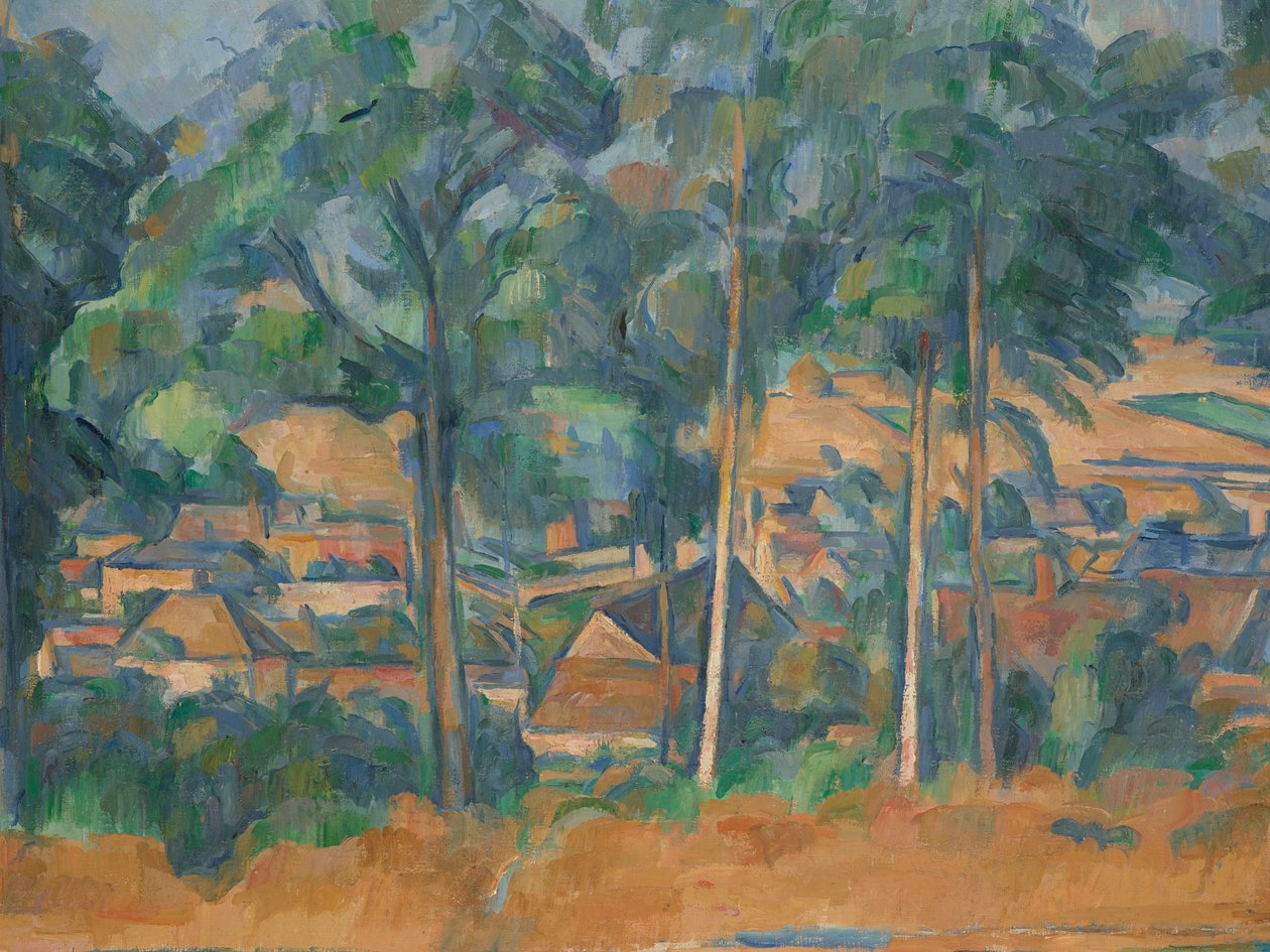 Village behind Trees (Marines), c.1898 (óleo sobre lienzo) de Paul Cézanne