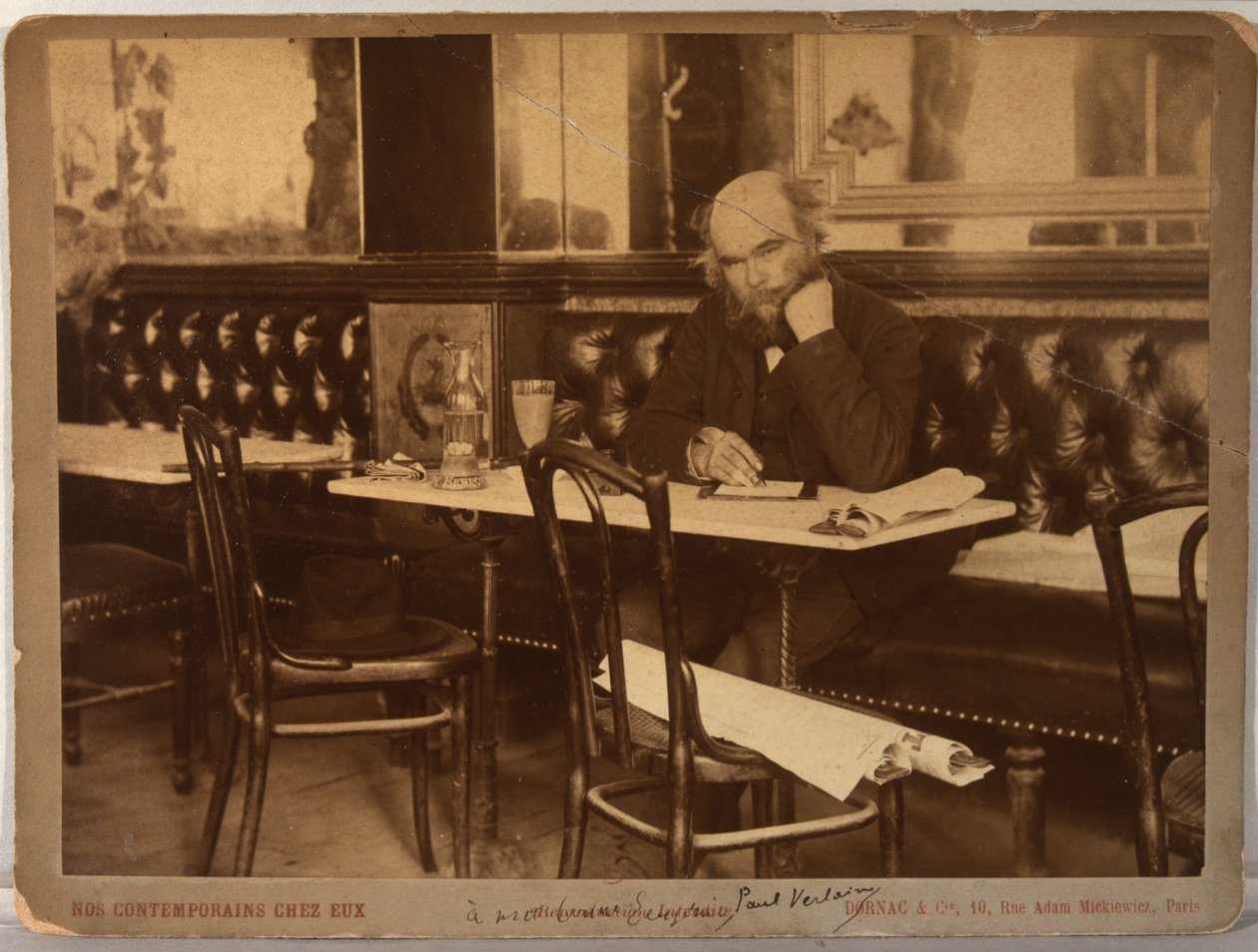 Paul Verlaine en el café François 1er en París, 1892 de Paul Dornac