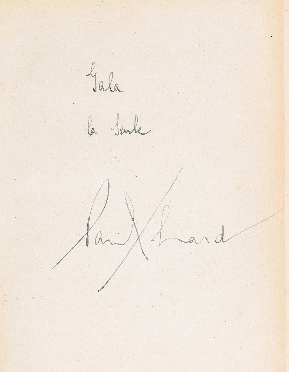 Dedicatoria manuscrita en L