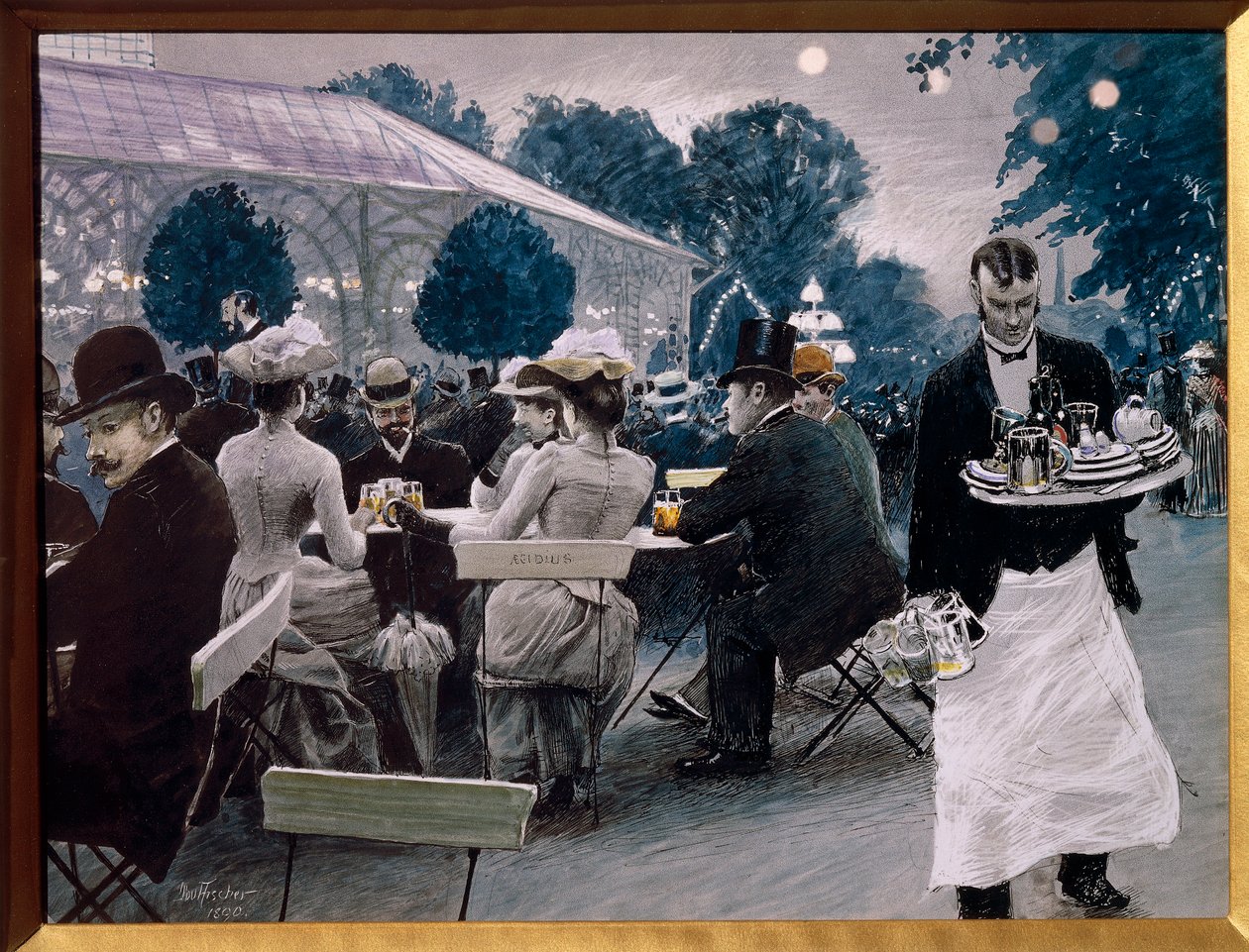 Una tarde en los jardines Tivoli de Copenhague de Paul Fischer