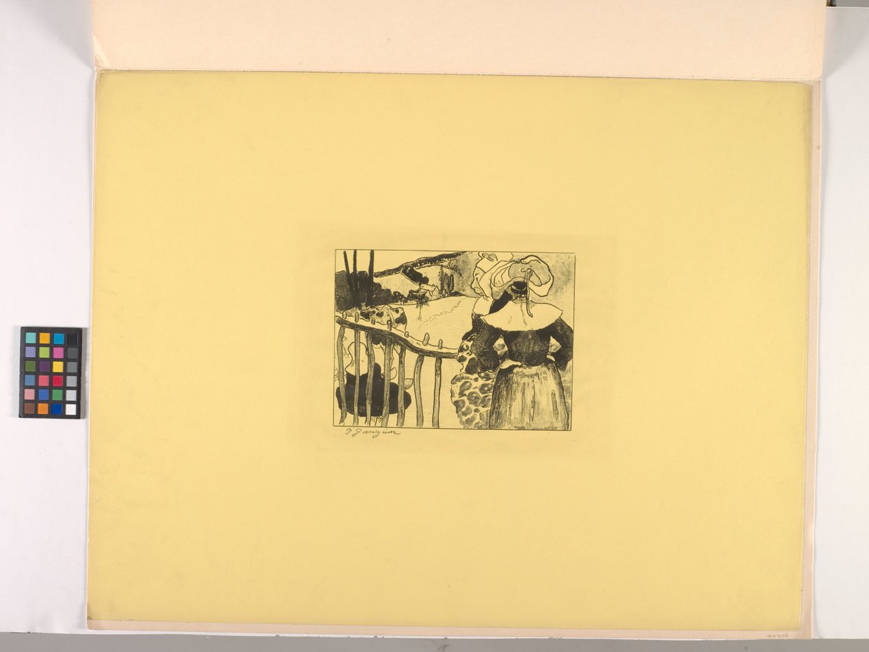 Mujeres bretonas junto a una valla de Paul Gauguin