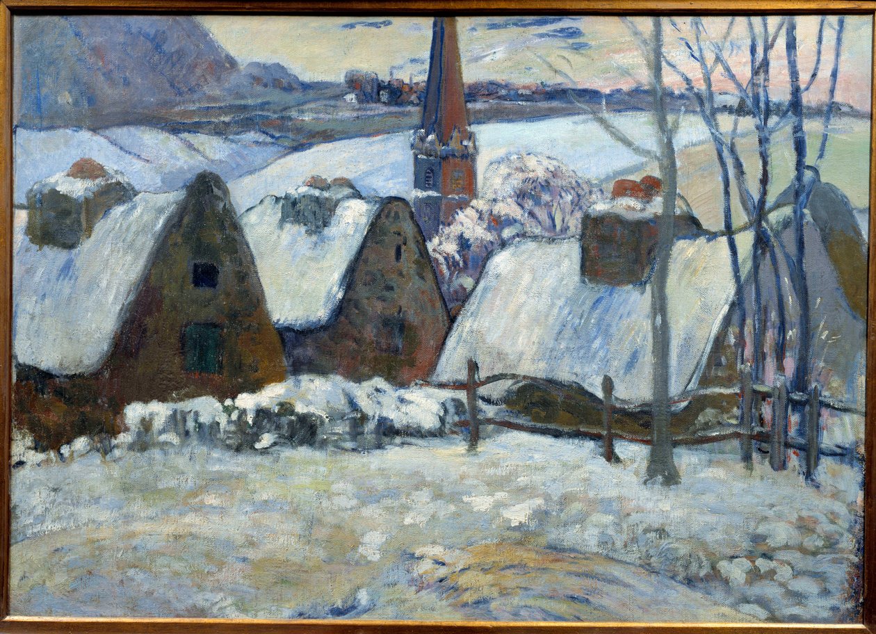 Pueblo bretón bajo la nieve en 1894 de Paul Gauguin