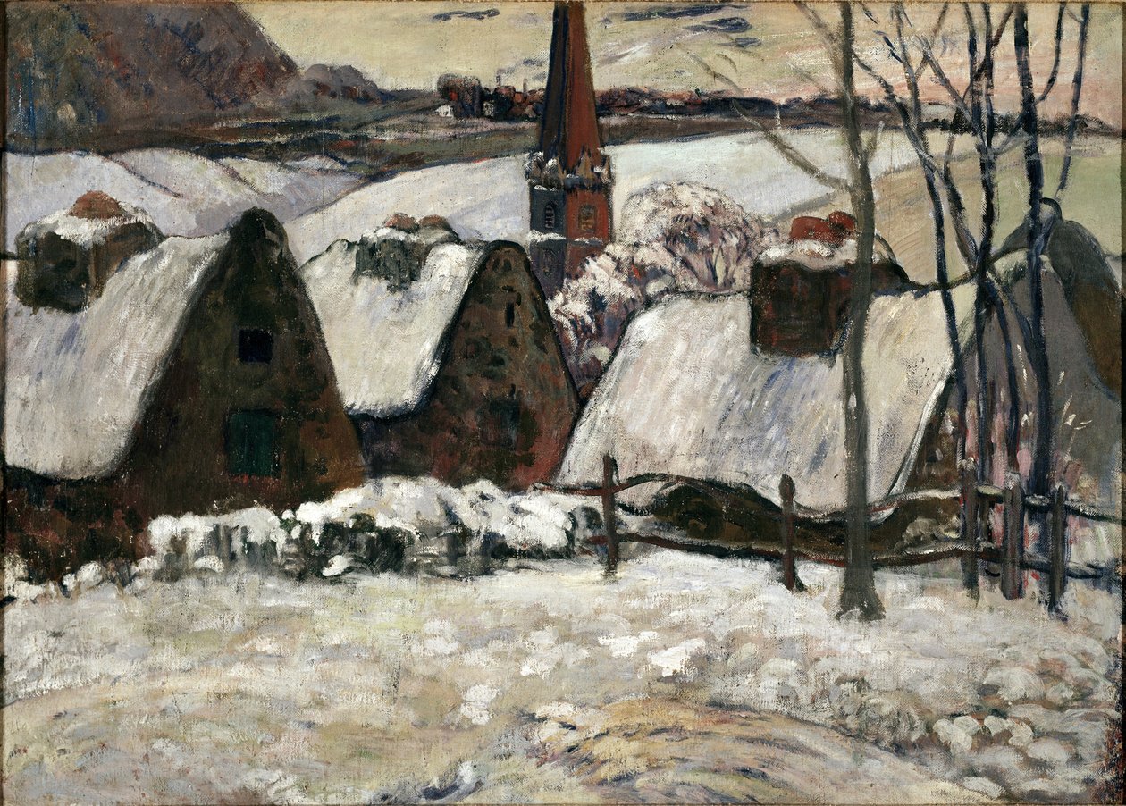 Pueblo bretón bajo la nieve de Paul Gauguin