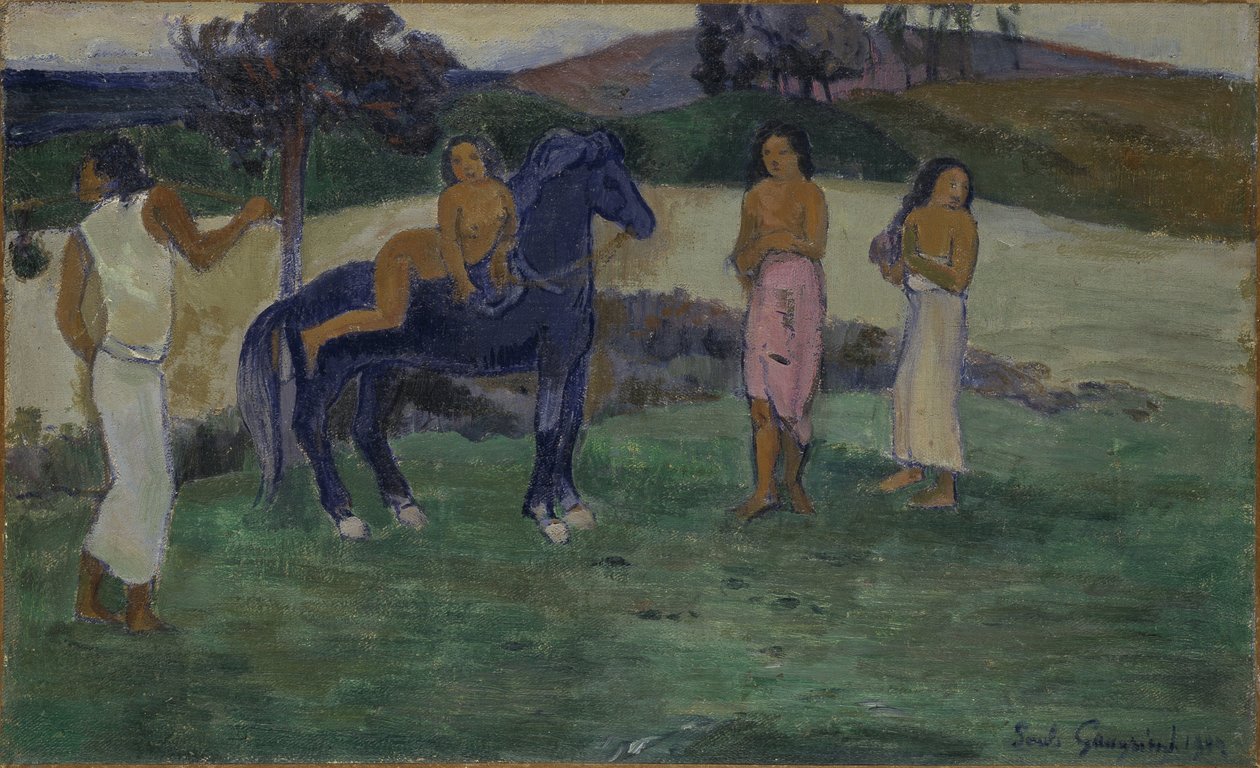 Composición con figuras y un caballo de Paul Gauguin