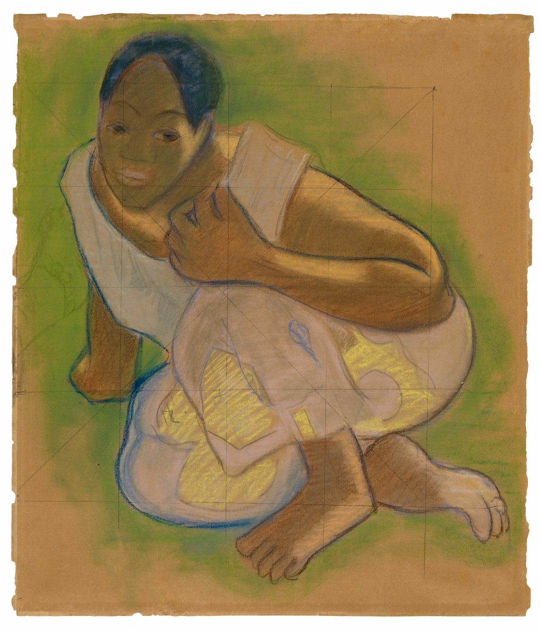 Mujer tahitiana agachada de Paul Gauguin