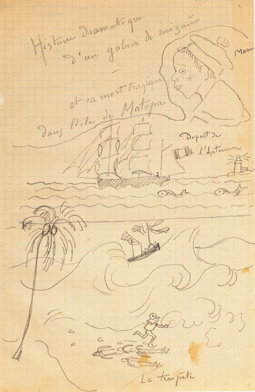 Dibujo de un álbum de dibujos producidos para el joven Jacques Bousquet, Pont-Aven o Le Pouldu, 1889-90 de Paul Gauguin