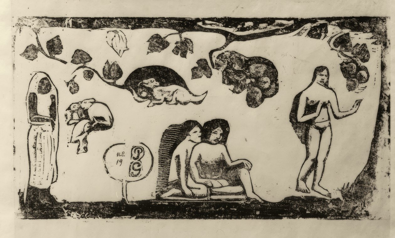 Mujeres, animales y follaje de Paul Gauguin
