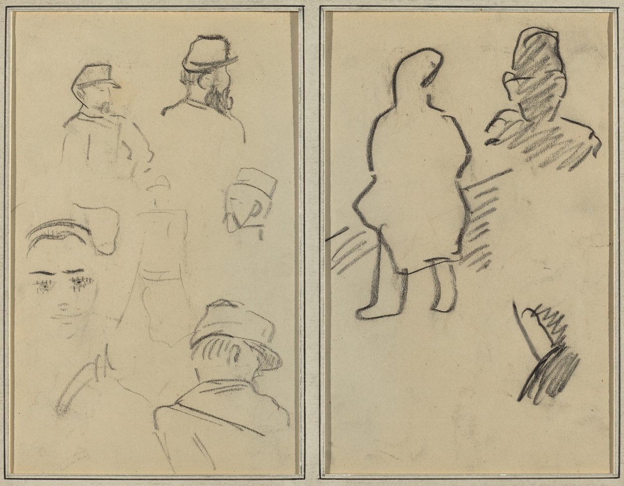 Cinco estudios de soldados y rostro de una mujer; Dos figuras de Paul Gauguin
