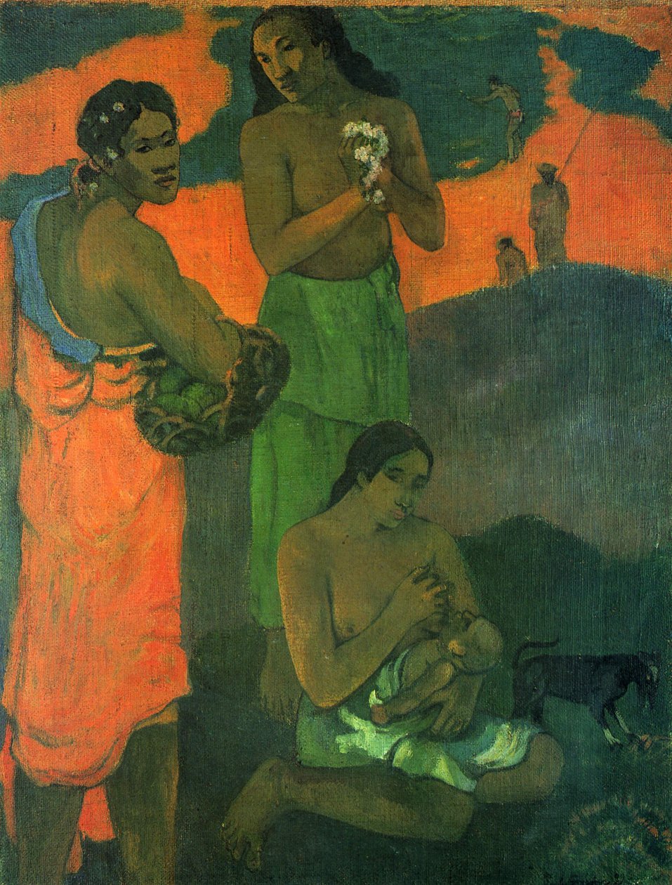 Francés: Femmes sur le bord de la mer, ou Maternité I Women on the Seashore (Maternidad I) de Paul Gauguin