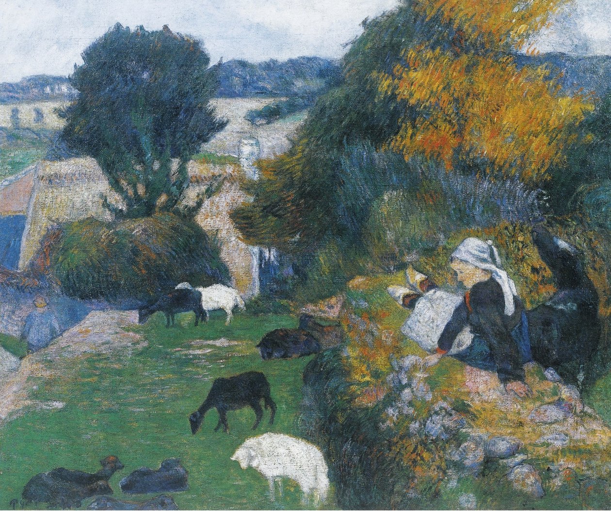 En francés:  La bergère bretonne La pastora bretona de Paul Gauguin