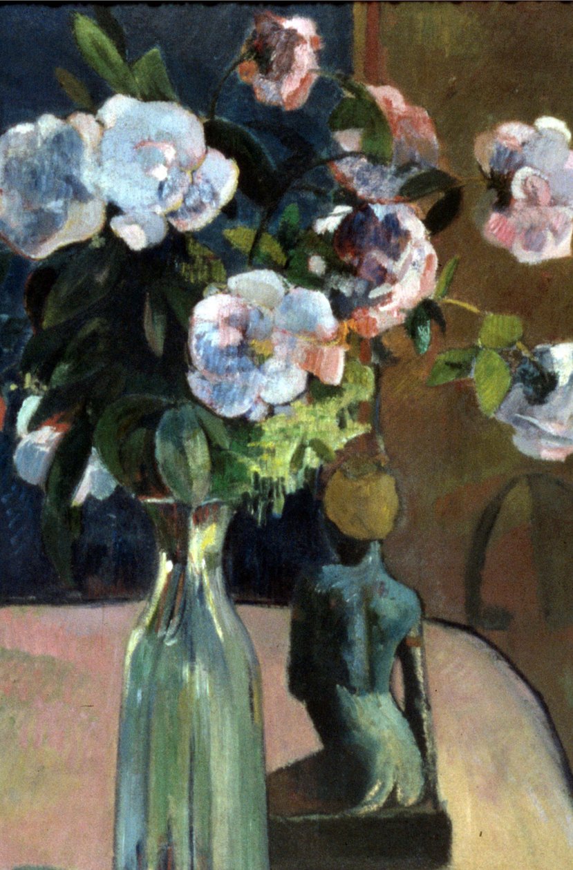 Francés: Nature morte à la statuette, ou Roses et statuette Roses and Statuette de Paul Gauguin