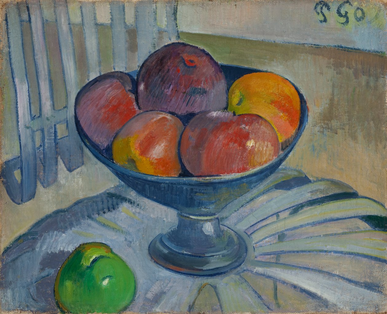Plato de frutas en una silla de jardín de Paul Gauguin