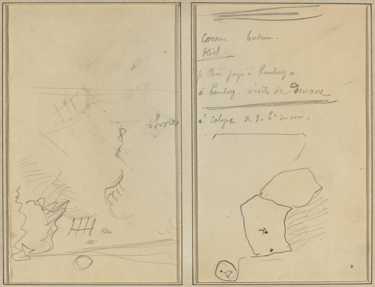 Cabeza de un mono; Inventario de botellas y bebidas de Paul Gauguin