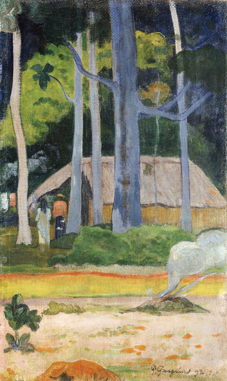 Cabaña en los árboles, 1892 de Paul Gauguin