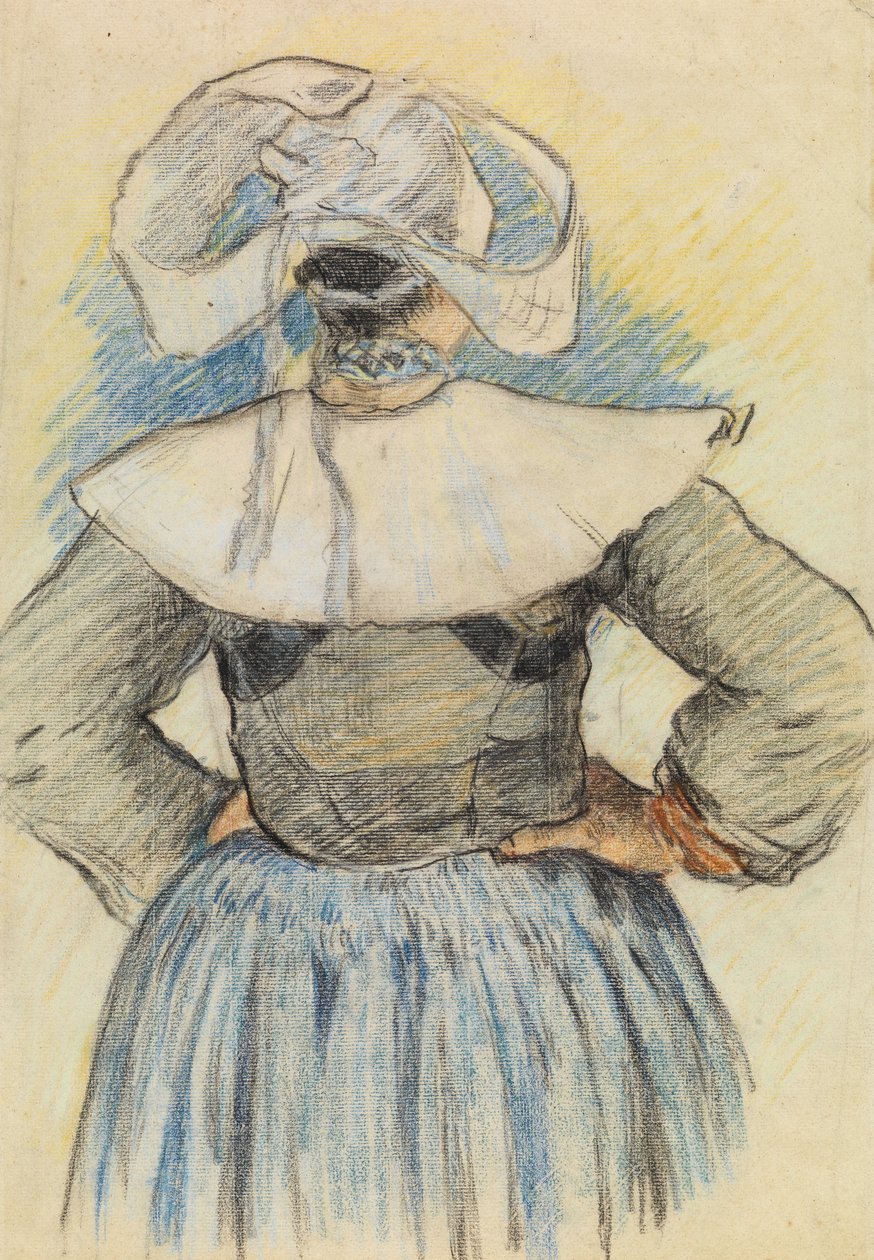 La Bretonne, Pont-Aven c.1886 (tiza sobre papel) de Paul Gauguin