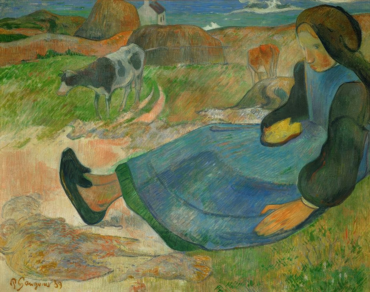 La pastora de vacas, o Joven bretona de Paul Gauguin