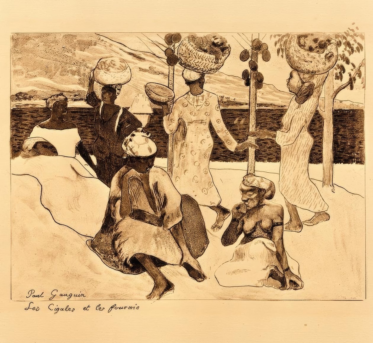 Las cigarras y las hormigas de Paul Gauguin