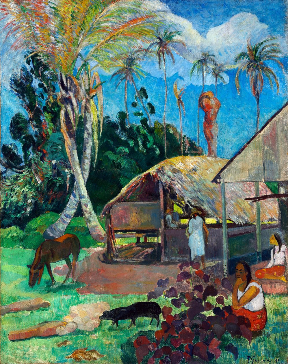 Los cerdos negros - Los cerdos negros - Gauguin, Paul Eugene Henri (1848-1903) - 1891 - Óleo sobre lienzo - 91x72 - Szepmuveszeti Muzeum, Budapest de Paul Gauguin