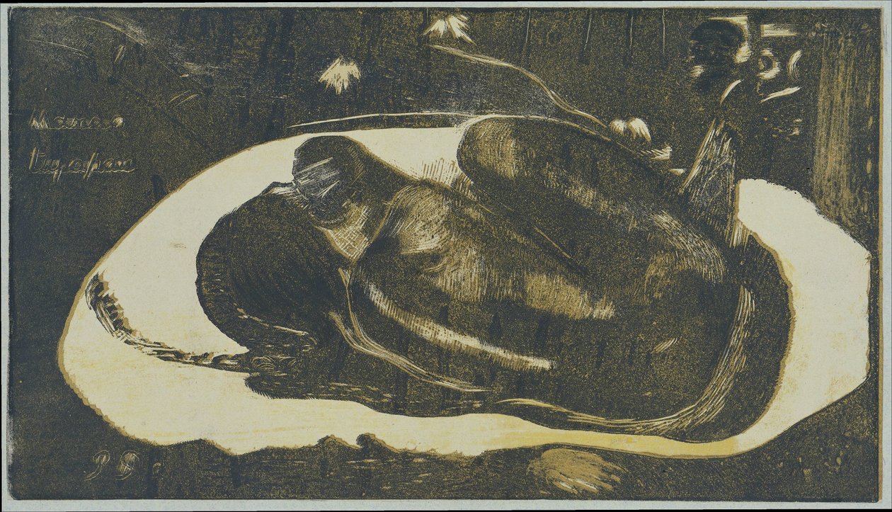 Niña mentirosa temerosa de los fantasmas de los muertos Visto por fantasmas de los muertos Mauao tupapau (título sobre objeto) de Paul Gauguin