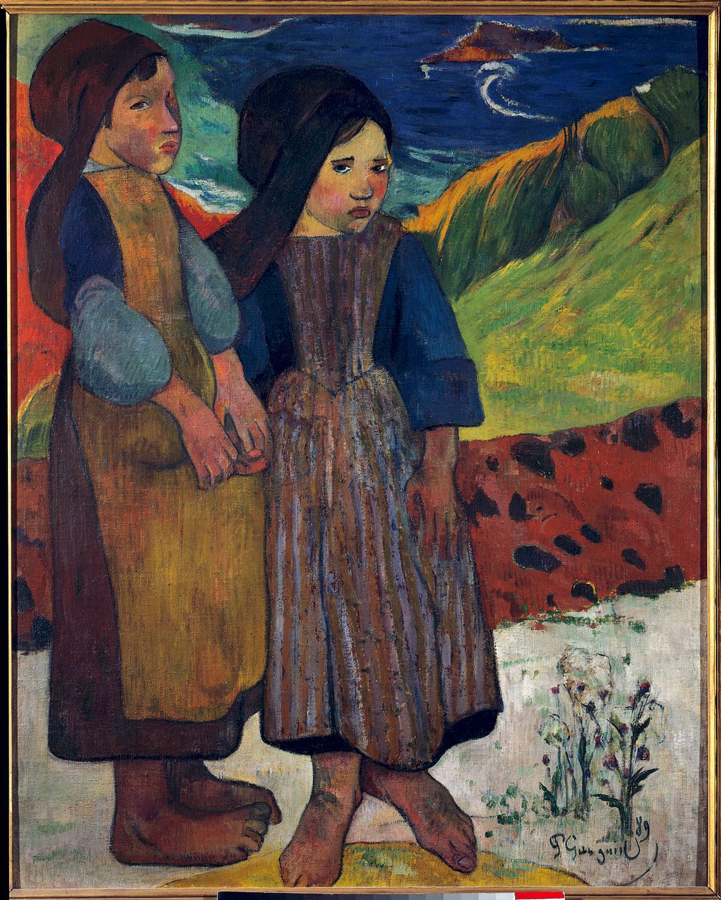 Pequeños bretones frente al mar de Paul Gauguin