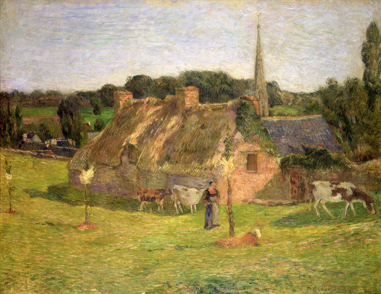 El campo de Lollichon y la iglesia de Pont-Aven, 1886 de Paul Gauguin