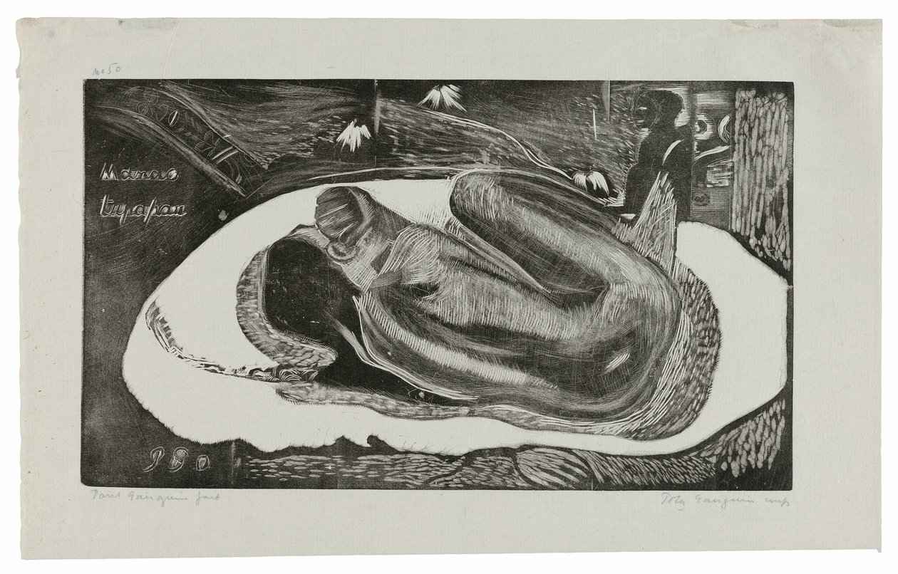 Manao tupapau (Ella piensa en el fantasma o el fantasma piensa en ella), de la Suite Noa Noa de Paul Gauguin