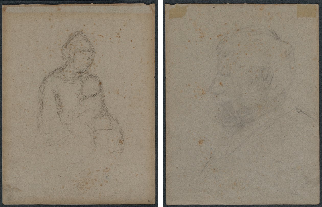 Madre e hijo (anverso); busto de perfil de hombre (reverso) de Paul Gauguin