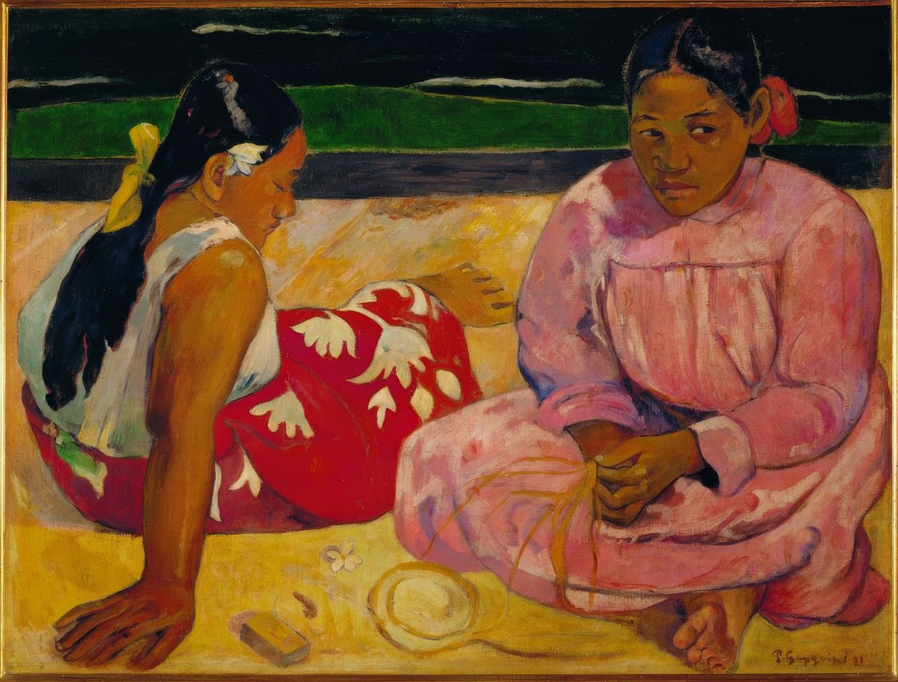 Mujeres tahitianas en la playa (detalle) de Paul Gauguin