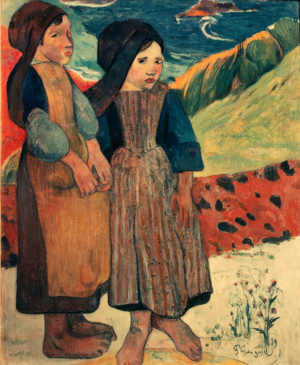 Pequeñas Bretanas en la Orilla del Mar de Paul Gauguin