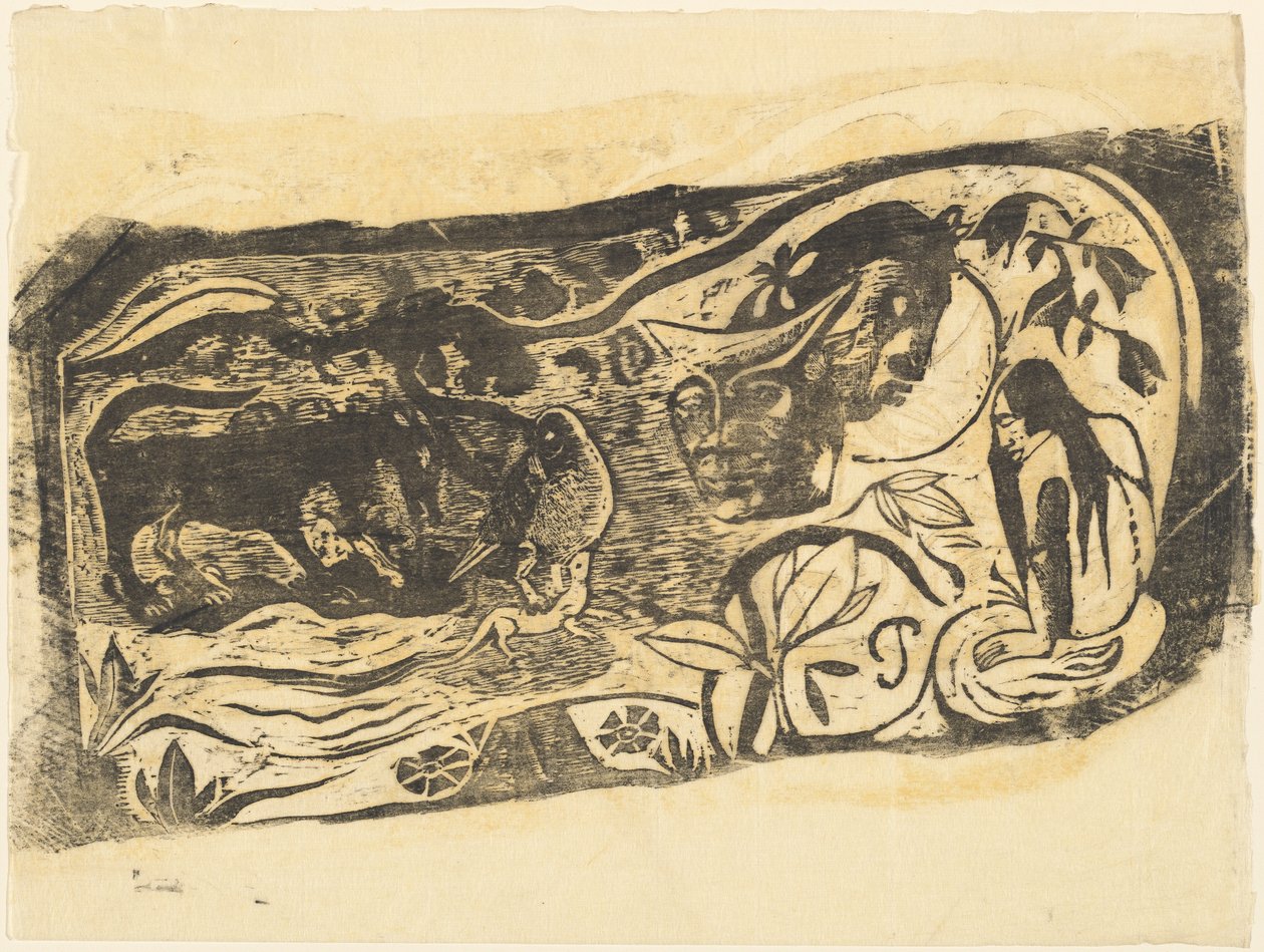 Plato con la cabeza de un diablo cornudo (Planche au diable cornu) de Paul Gauguin