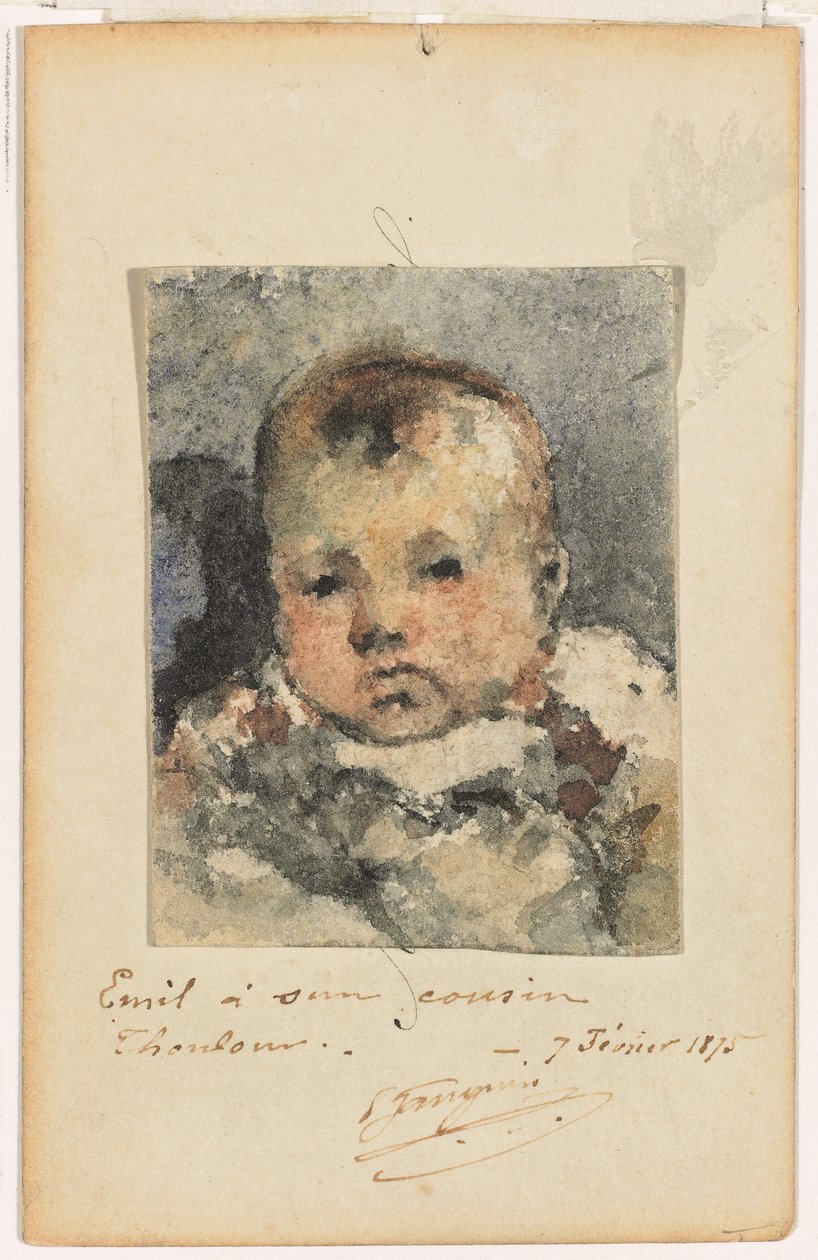 Retrato de un niño, 7 de febrero de 1875 (acuarela sobre papel colocado sobre una tarjeta de visita original) de Paul Gauguin