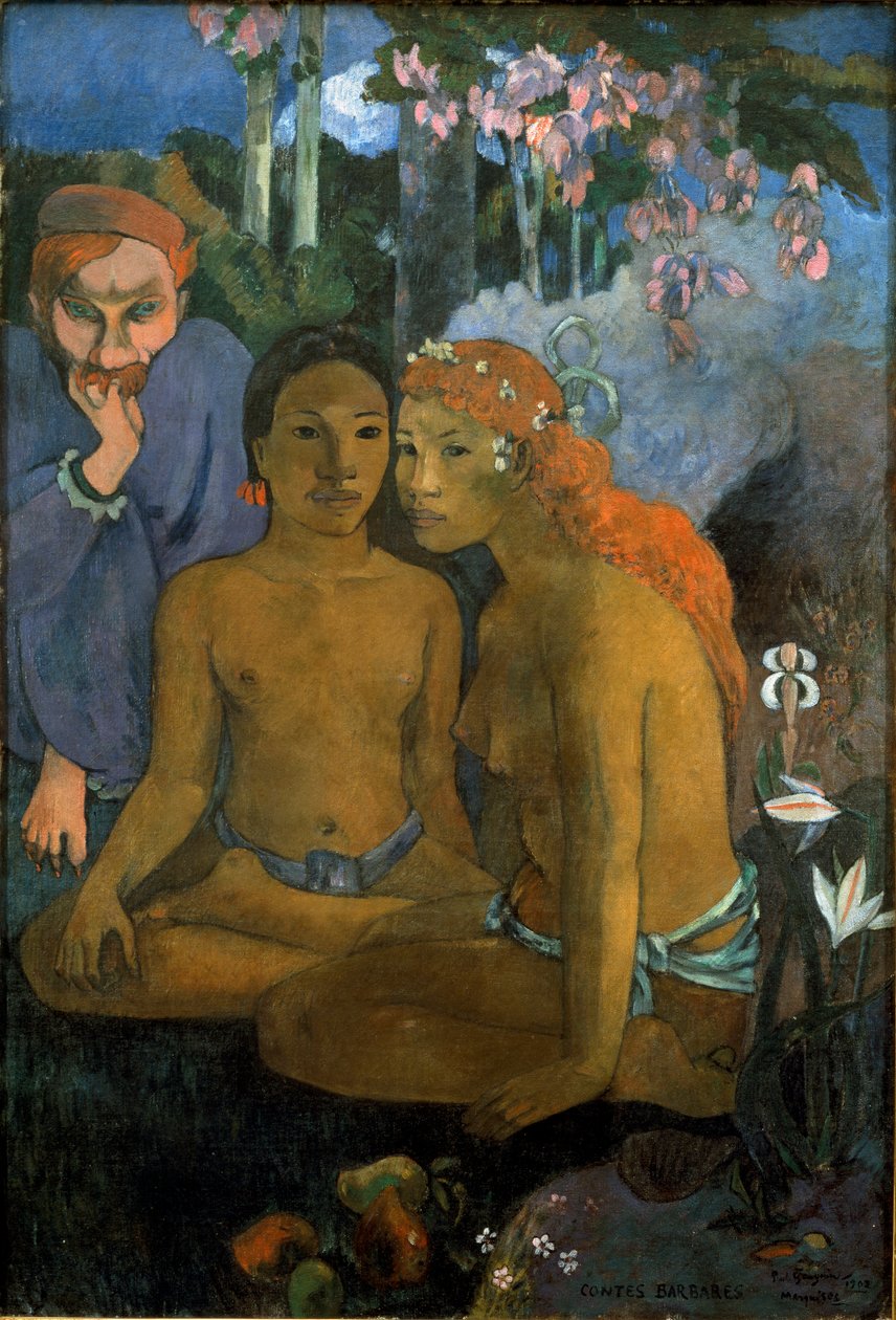 Cuentos primitivos. Jóvenes tahitianos y el poeta francés de origen holandés Jacob Meyer de Haan de Paul Gauguin