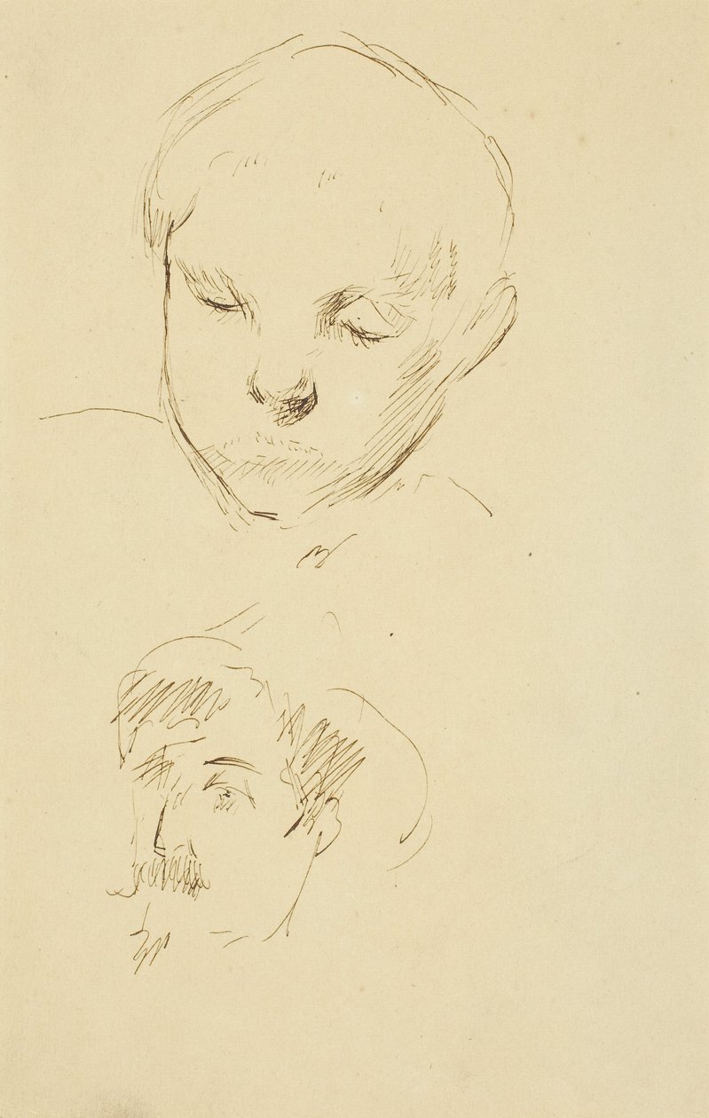 Perfil de un niño y autorretrato (anverso) de Paul Gauguin