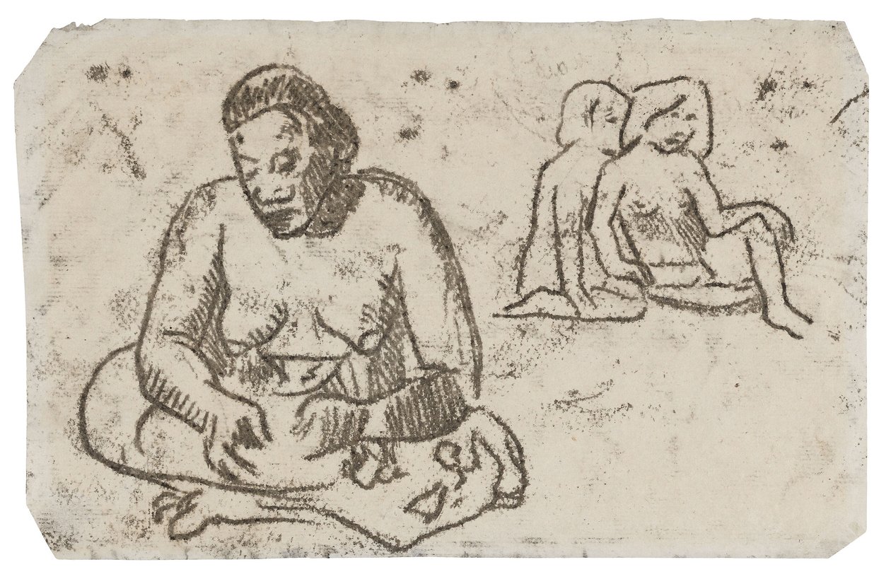 Mujer sentada (en relación con el cuadro Hermana de la Caridad), c.1902 (dibujo en tinta negra sobre papel marfil) de Paul Gauguin