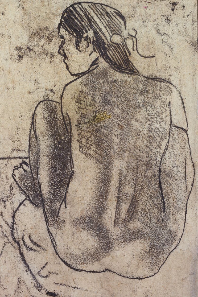 Desnudo tahitiano sentado de espaldas, c.1902 de Paul Gauguin