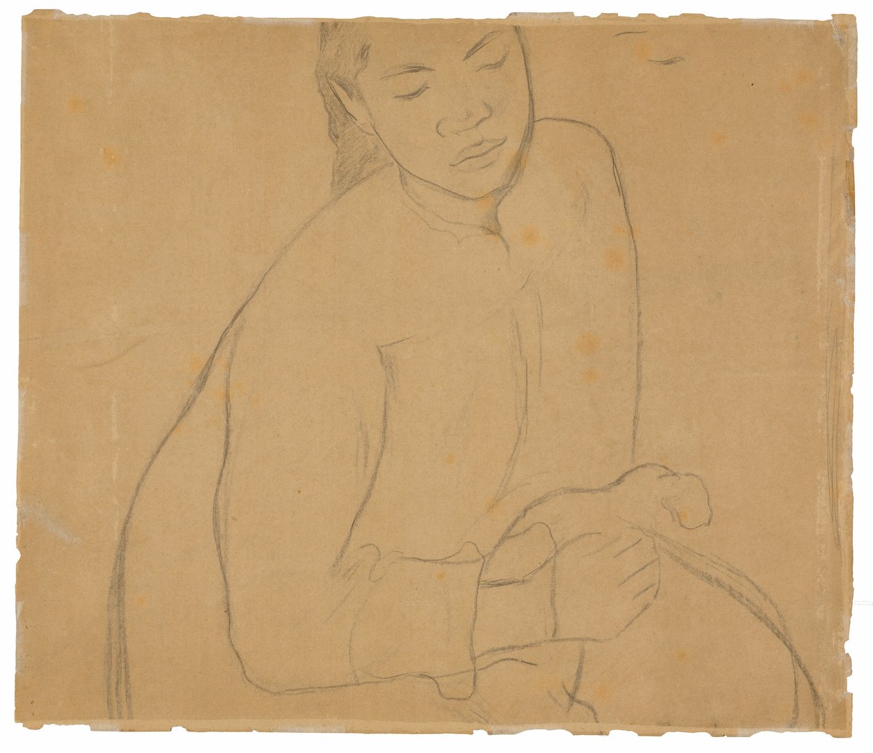 Mujer tahitiana sentada (relacionada con la pintura Te faaturuma [Reverie]) de Paul Gauguin